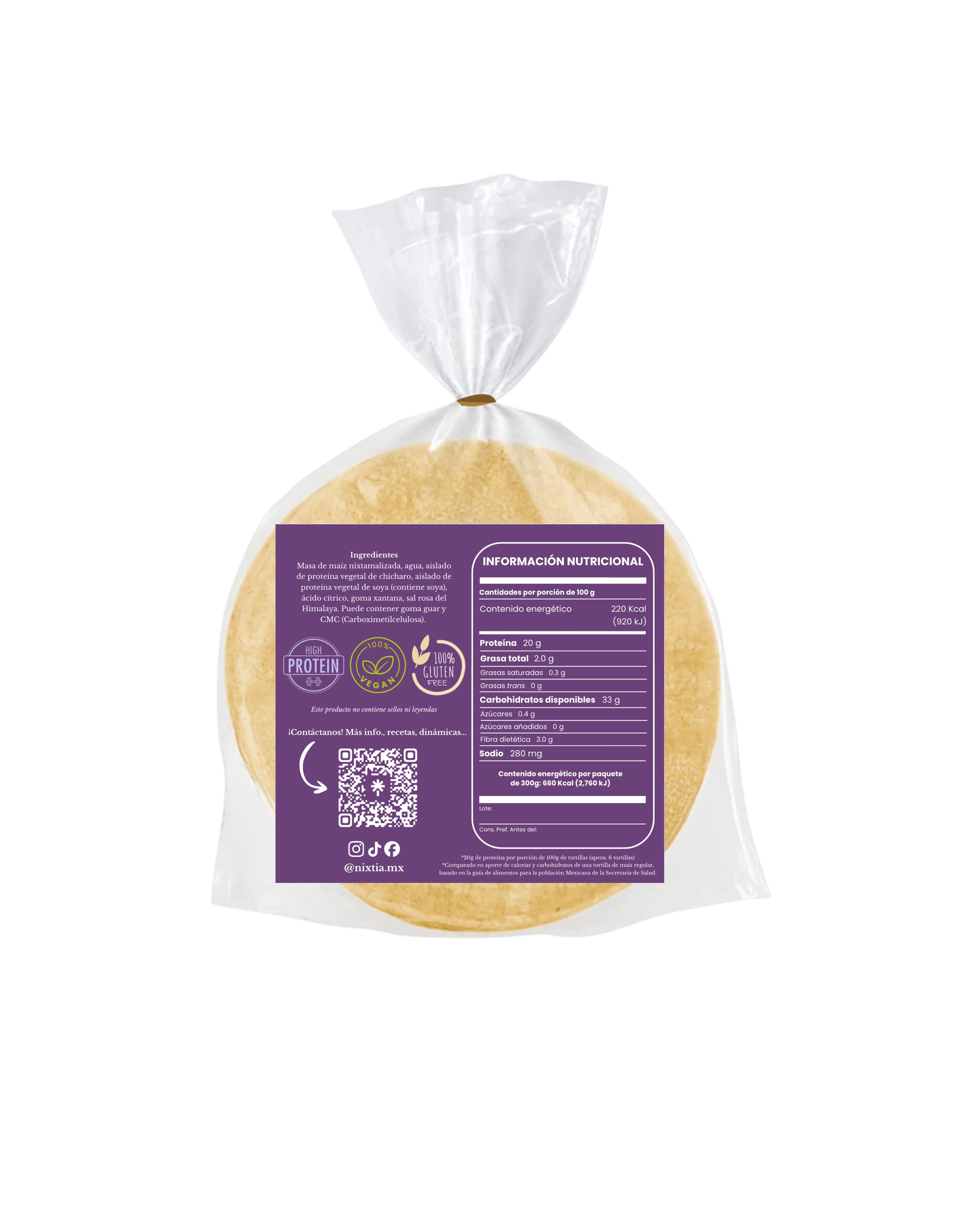 Tortillas de maíz nixtamalizado con proteína de chícharo y de soya (300g) - Imagen 2